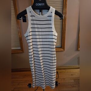Old Navy Black and White Striped Midi Dress